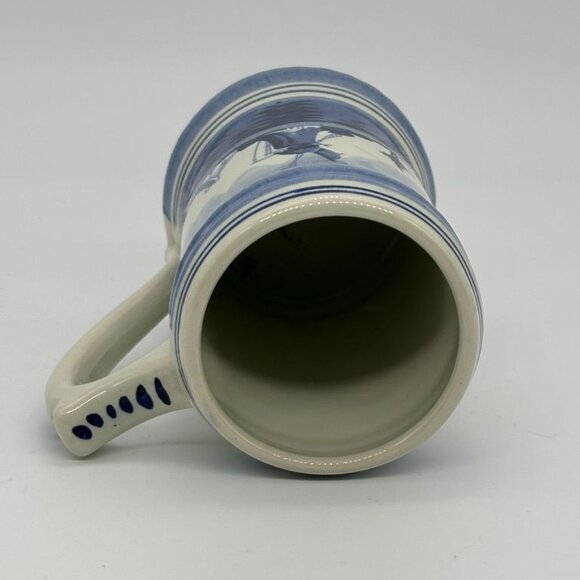 Vintage Delft Blauw Hand Decorated Blue Small Windmill Mug, Holland, Signed 5 in - Picture 9 of 11